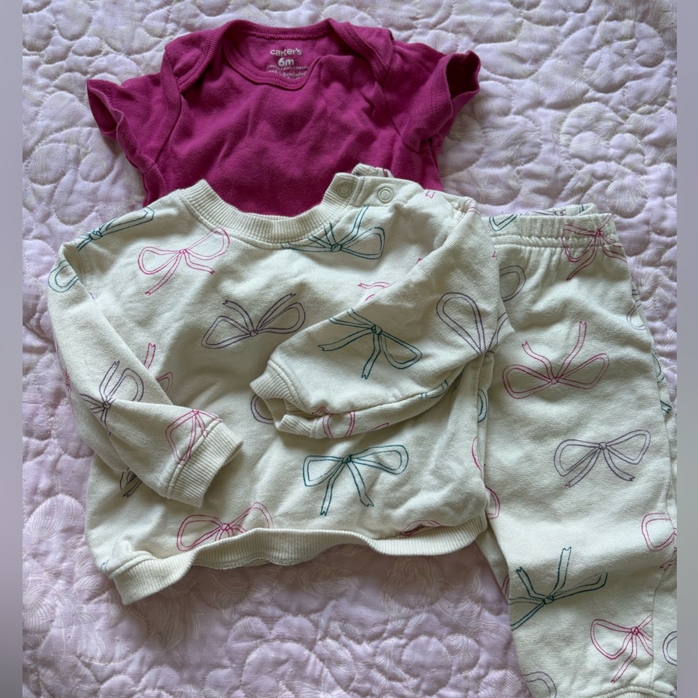 Baby girl matching Set with Bow Print